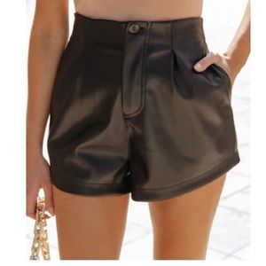Brand new! Soft pleather high rise shorts